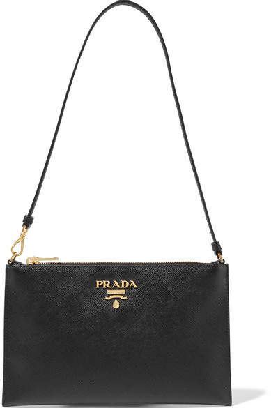 prada textured leather pouch|Leather pouch in black .